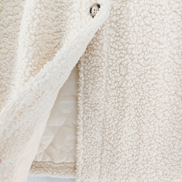 Vigoss® Ivory Cozy Long Sleeves Pockets Sherpa Longline Shacket Z99 - Picture 4 of 12